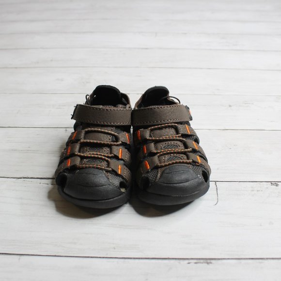 Falls Creek Baby Boy's Brown Trail Sandals Infant Size 5 Closed Toe - Picture 3 of 4